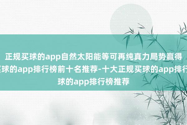 正规买球的app自然太阳能等可再纯真力局势赢得擢升-买球的app排行榜前十名推荐-十大正规买球的app排行榜推荐