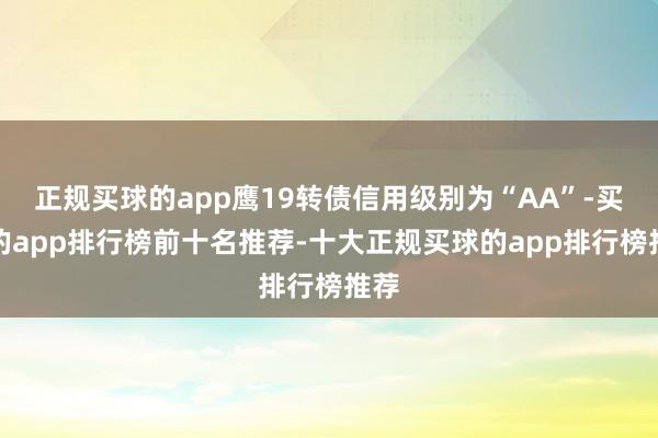 正规买球的app鹰19转债信用级别为“AA”-买球的app排行榜前十名推荐-十大正规买球的app排行榜推荐